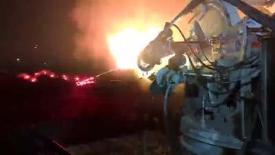 USA civilian owned quad minigun, fires at 24k rounds per minute. Looks like it's straight out of an FPS video game