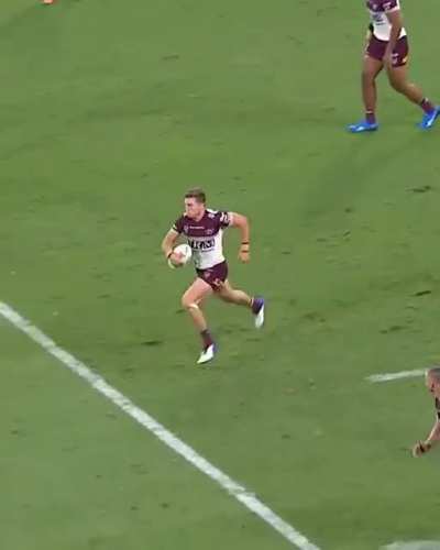 "That is Rugby League from another universe!" Manly's Tom Trbojevic scores a try started from under their own posts.