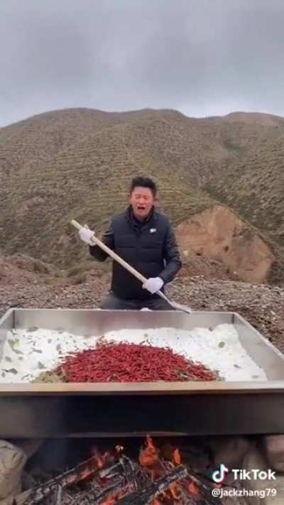 This guys Angry energy cooking lots of food
