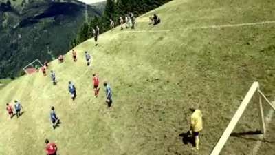 A new Austrian sport known as "Alpine Soccer"