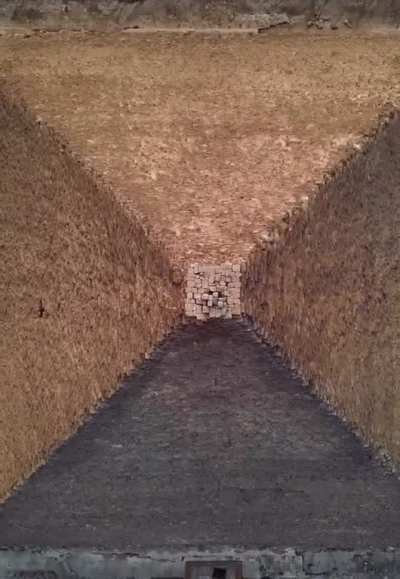 The Great Pyramid of Giza seen from above.