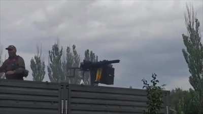 Russian mobile fire group training goes wrong while using a YakB-12.7 rotary machine gun