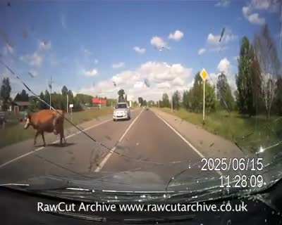 Cow Fucks Up Driver's Car