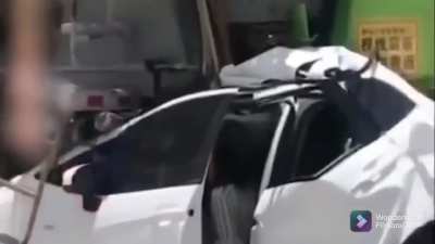 Green truck lost its brake
