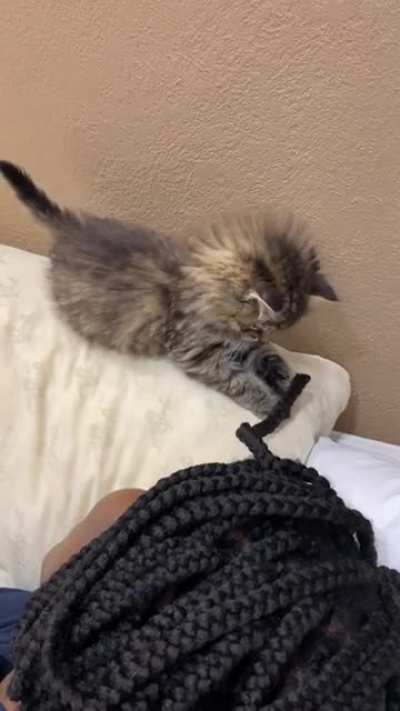When he has all of the toys in the world but his favorite toy is your hair. ??