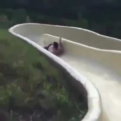 Trying the water slide for the first time.. what can go wrong?