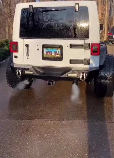 A fully straight piped Jeep