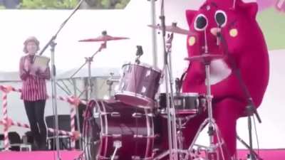 Excellent drummer doing a gig he is overqualified for
