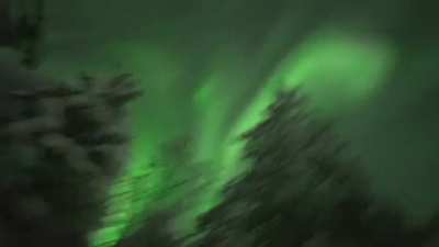 Last nights aurora storm here in north Finland