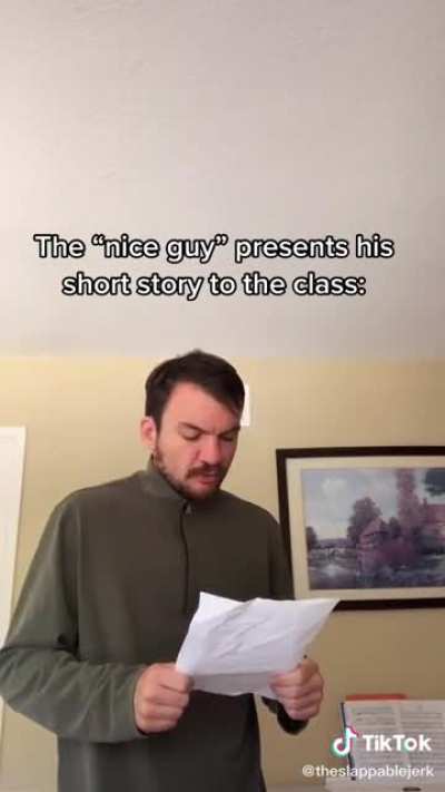 The "nice guy" reads his short story to the class