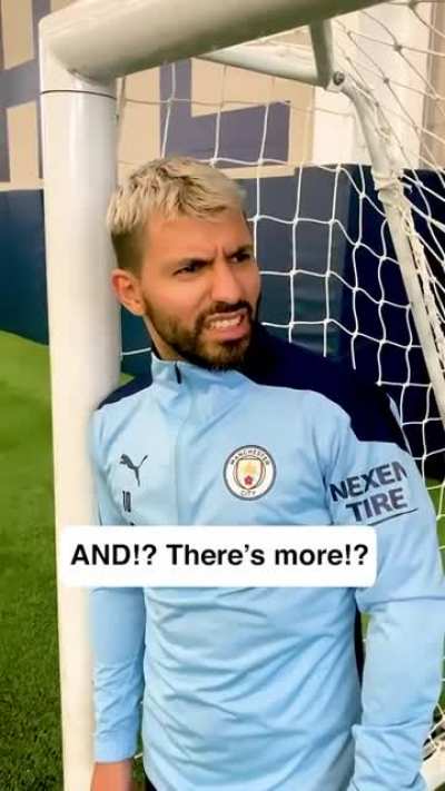 Kun Aguero messing up a conversation with himself