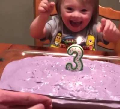 It’s heartwarming to see how delighted this toddler is when the family sings Happy Birthday.