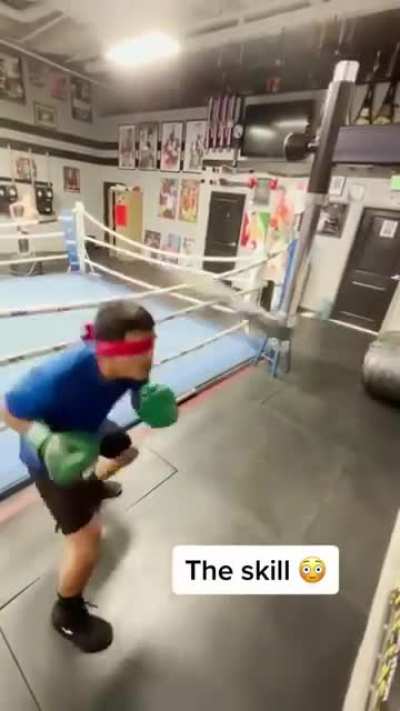 Boxer while blindfolded
