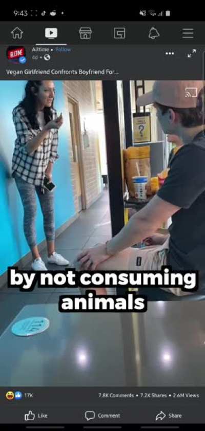 Girlfriend goes full vegan mode in McDonald's