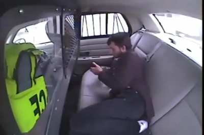 To light the cop car on fire