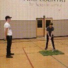 Hitting a golf ball above your friend's head