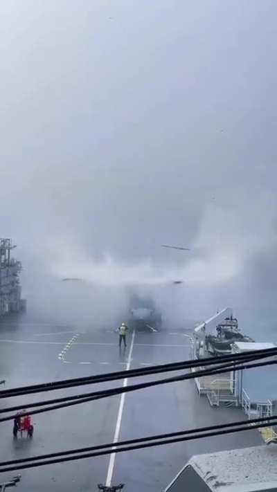 A helicopter during heavy rain