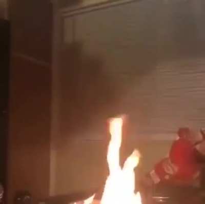 Trying to put fries in a burning pot
