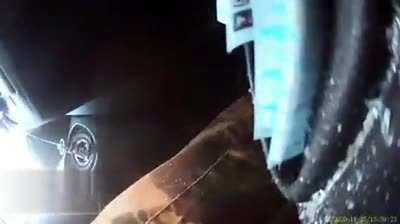 @ 7 seconds YOU see the Steel Tow line stretched across the road.