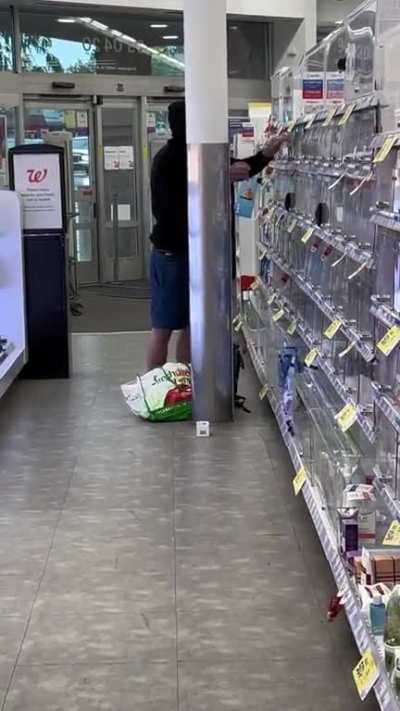 To stop shoplifting by locking items up!!