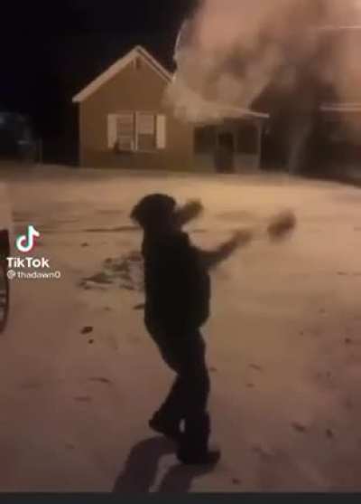 Look at him making a snow angel ?