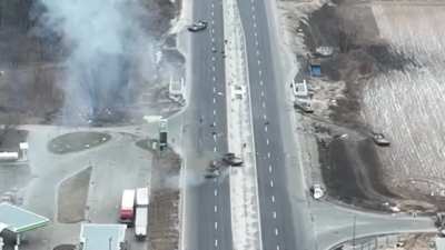 Russian column gets ambushed from point blank range near Kyiv