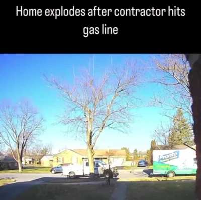 House blows up after builders hit a gas pipe