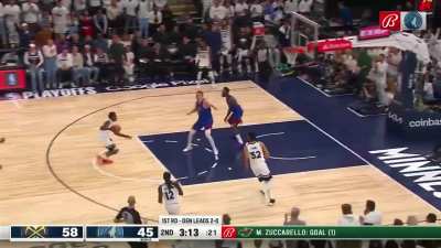 [Highlight] Anthony Edwards with a transition block, and then steps around Jokic for the easy finish, and Wolves get the ball back and KAT runs past Jokic for the easy finish