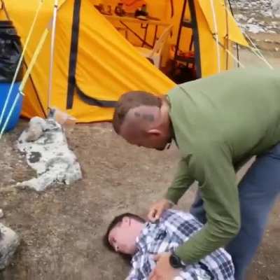 Chuck Liddell gives Steve-O a bit of "Double Trouble"