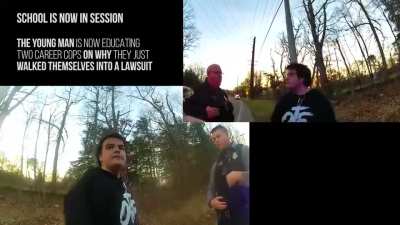 Little Egg Harbor PD (NJ) cops detained a young man in handcuffs because he flipped one of them off. Young man wasn't having any of it!