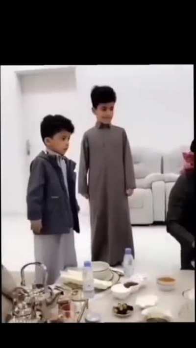 Mother before guests