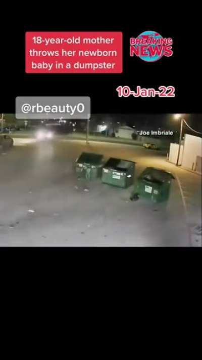 A mother casually throw her baby in the dumpster..