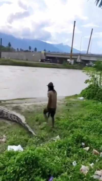 WCGW Petting salt water crocodile