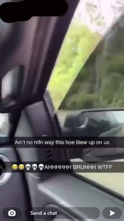 Car blows up next to me and my friend while driving