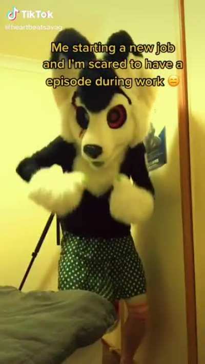 He's scared to get a job but he isn't scared to spend all of his money on a giant furry head