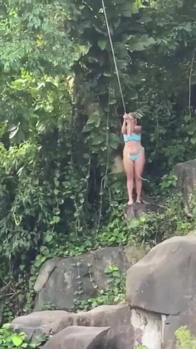 I bet she broke her nose with this swing