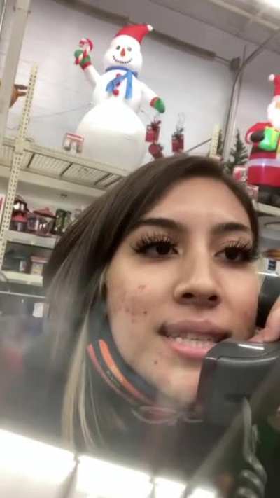 She's using the PA system to quit her shitty Walmart job