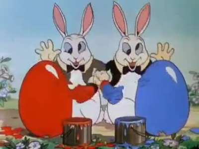 This scene from the 1934 animated Disney short "Funny Little Bunnies"