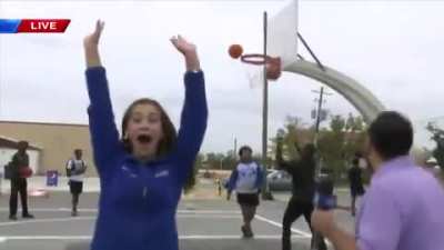 Celebrating after shooting a three!