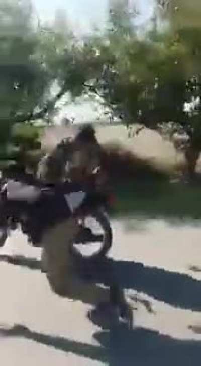 Well deserved karma for stupid stunt on a public road.