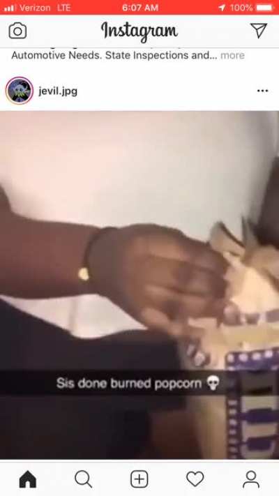 Burnt popcorn