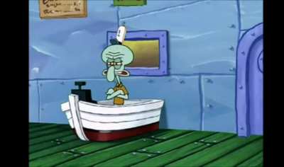 I think the funniest thing about this scene is the door was right next to him and yet he decided to burst a hole through the wall. ?