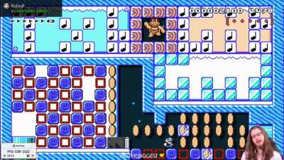 Streamer Plays Evil Mario Level for >1 hour. Then the maker tells him: "Just hold right", revealing a hidden path.