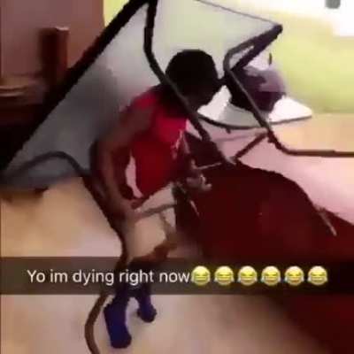 Kid moves the table