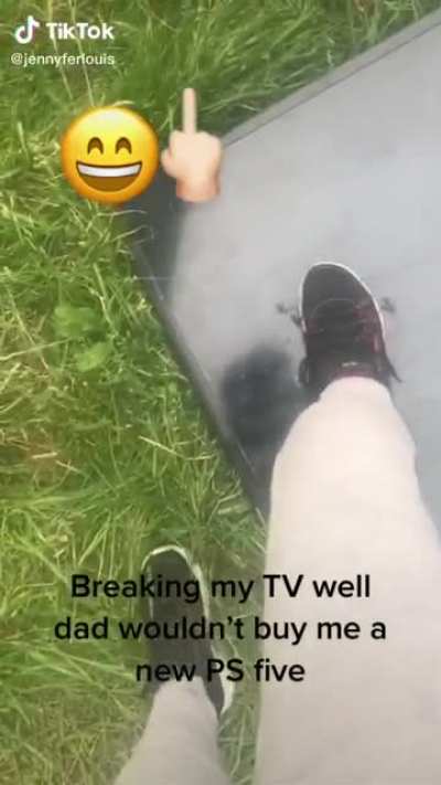 Kid breaks TV, because dad couldnt get the ps5