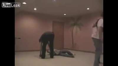 classic vid: Kid accidentally sucker punches friend after trying to create a fake fight scene (loud)