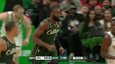 [Highlight] Jaylen Brown leaves Joe Ingles in the dust with the dribble move and makes his way easily to the bucket to lay it in
