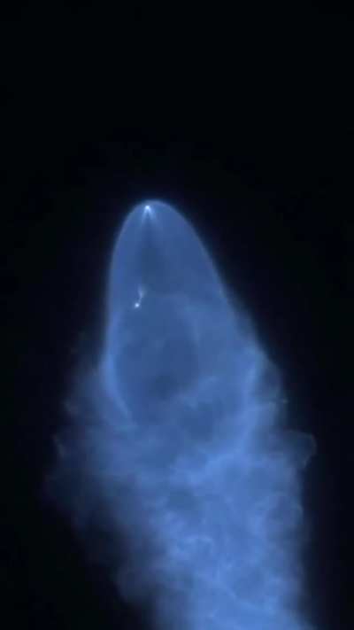 Falcon 9 creating a twilight phenomenon in the night sky.