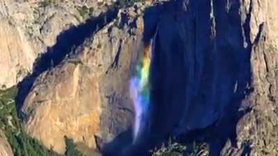 ? 2,400' rainbow waterfall in Yosemite National Park