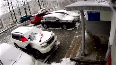 Concrete block crushes Car